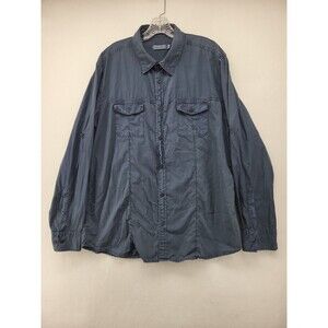 CALVIN KLEIN MEN'S SHIRT X-LARGE XL BLUE BUTTON UP LONG SLEEVE ROLL TAB POCKETS